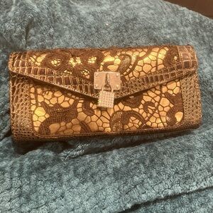 Koret Gold and Brown Lace Clutch